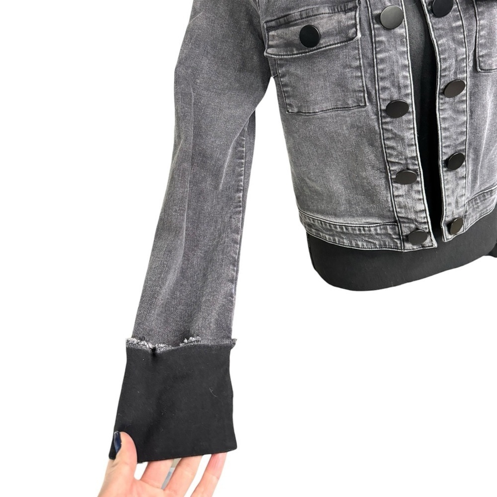 KUT from the Kloth Belle Jacket Medium Gray Denim Snap Front Cropped Chic S5 - Picture 3 of 10